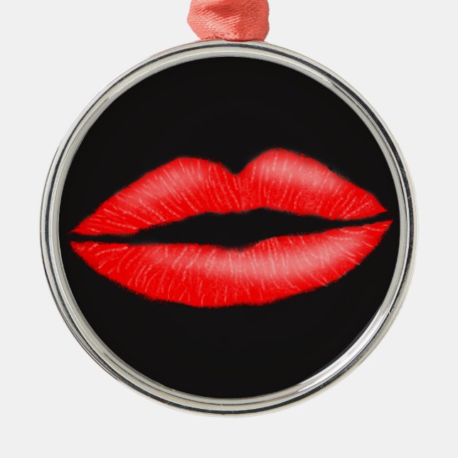 Lipstick Red Seductive Female Lips Ornament (Front)