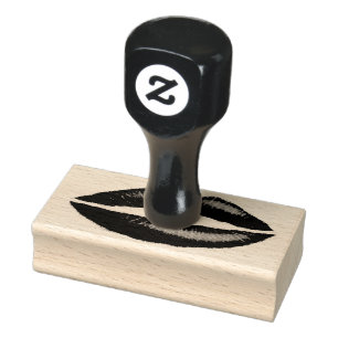 Lipstick Red Seductive Female Lips Rubber Stamp