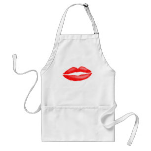 Lipstick Red Seductive Female Lips Standard Apron