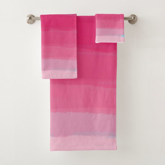 Lipstick: Shades of Pink Abstract  Bath Towel Set (Insitu)