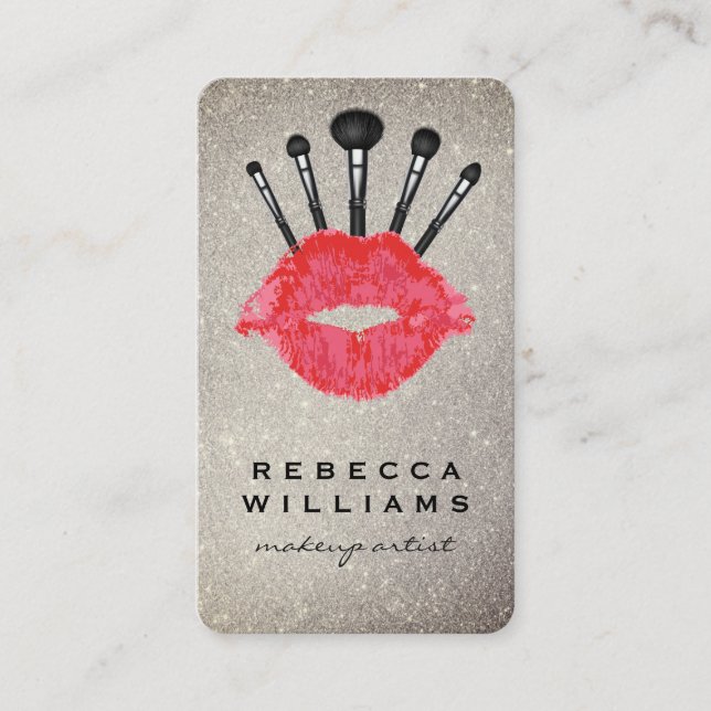Lipstick Stain | Make Up Artist Brushes Business Card (Front)