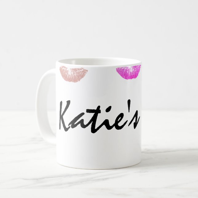 Lipstick Stained Personalised Mug (Front Left)