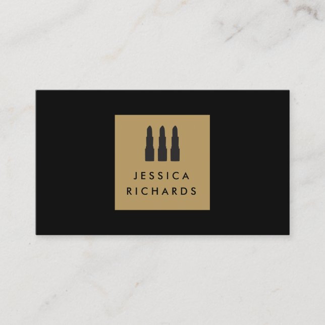 Lipstick Trio Logo for Freelance Makeup Artist I Business Card (Front)