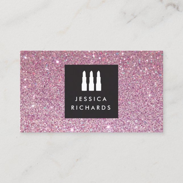 Lipstick Trio Logo for Freelance Makeup Artist III Business Card (Front)