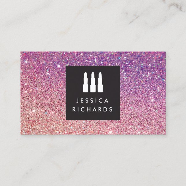 Lipstick Trio Logo Makeup Artist Glitter Ombre I Business Card (Front)