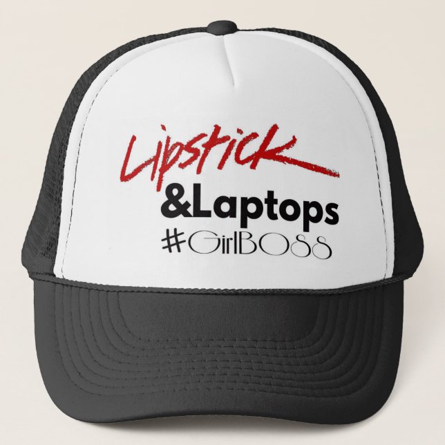 Lipsticks and Laptops Trucker Hat (Front)