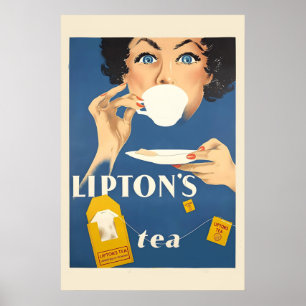 Lipton's Tea - Vintage Style 1950 Tea Drinking Poster