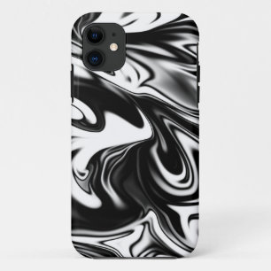 Liquefied Black White Marble, iPhone 11 Case