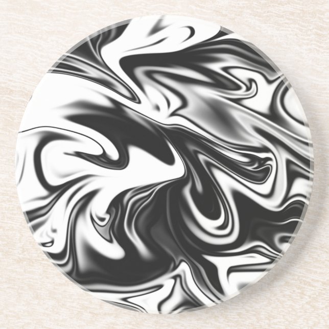 Liquefied Black White Marble, Coaster (Front)