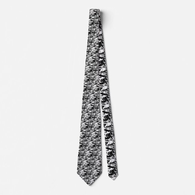 Liquefied Black White Marble, Tie (Front)