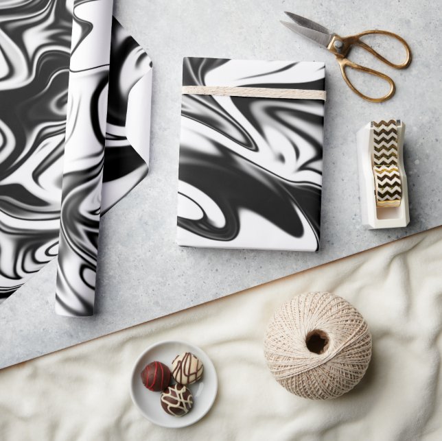 Liquefied Black White Marble, Wrapping Paper (Crafts)