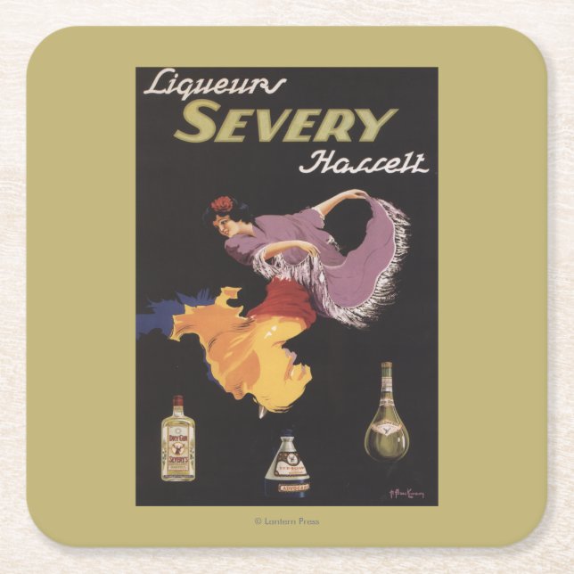 Liqueurs Severy Hasselt Promotional Poster Square Paper Coaster (Front)
