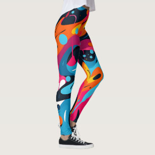Liquid Abstract Art: Vibrant 3D Pattern Leggings