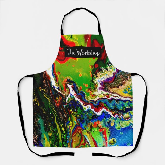 Liquid Acrylic Bright Colour Marbled Art Apron (Front)