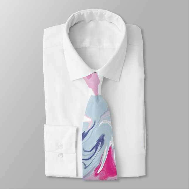 Liquid Acrylic Fluid Art Necktie – Abstract Pour  (Tied)