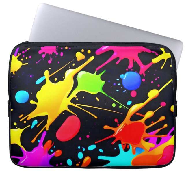 Liquid Art: Dynamic & Vibrant Laptop Sleeve (Front)