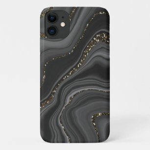 Liquid Black Grey White Agate Glitter Dream #2 iPhone 11 Case
