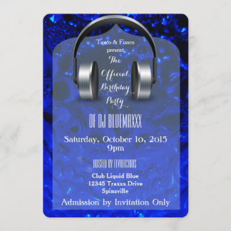 Liquid Blue DJ Party Invitations