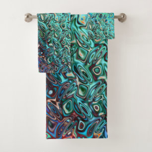 Liquid Blue Gel Abstract Bath Towel Set