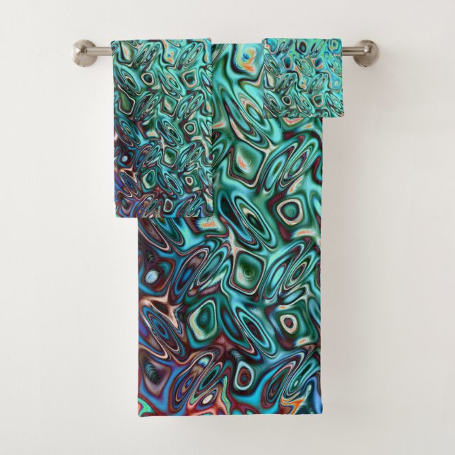 Liquid Blue Gel Abstract Bath Towel Set (Insitu)