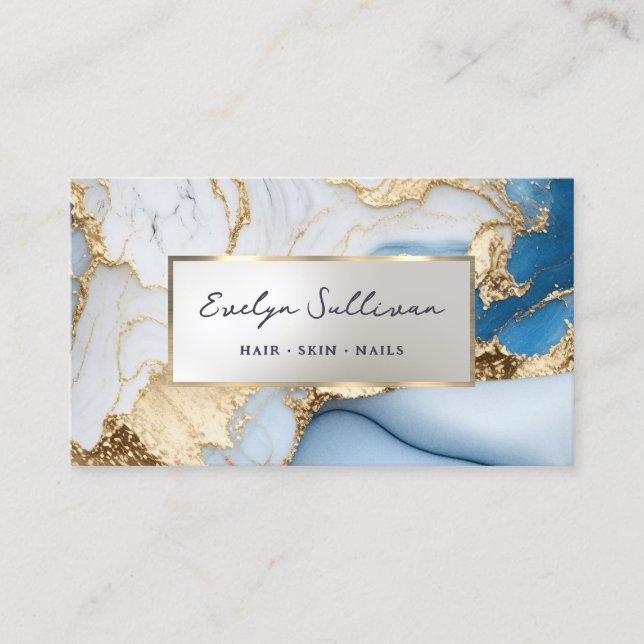 liquid blue marble business card (Front)