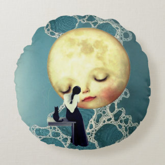 Liquid Blue Reverie — Contemporary Art Collection Round Cushion