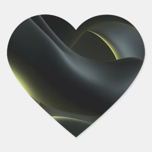 Liquid Chrome Abstract: Dark Iridescence Heart Sticker