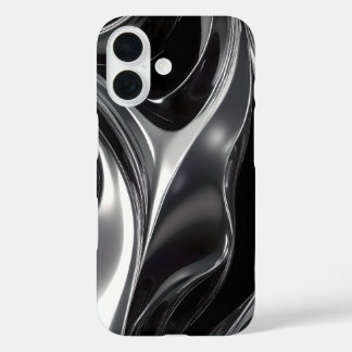 Liquid Chrome Flow – Abstract Metallic Texture iPhone 16 Case