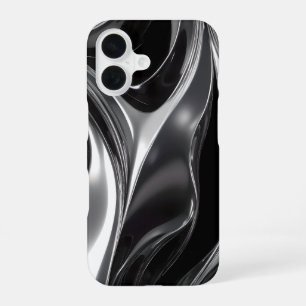 Liquid Chrome Flow – Abstract Metallic Texture iPhone 16 Case