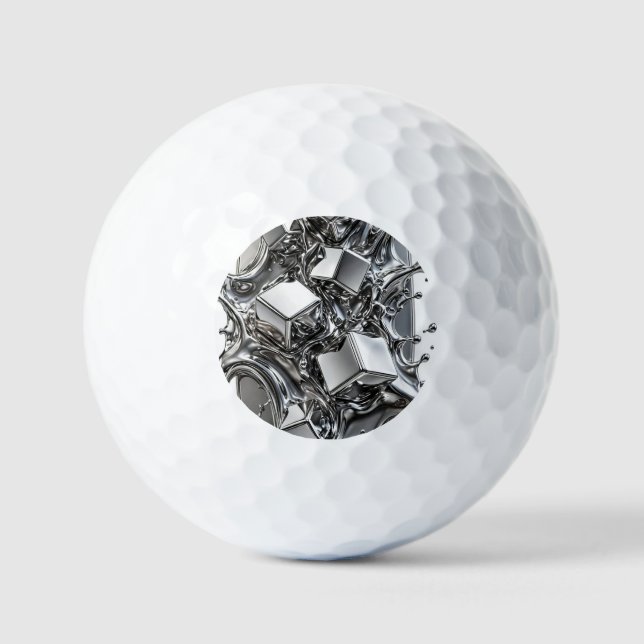 Liquid Chrome - Mirror Silver Metal Golf Balls (Front)