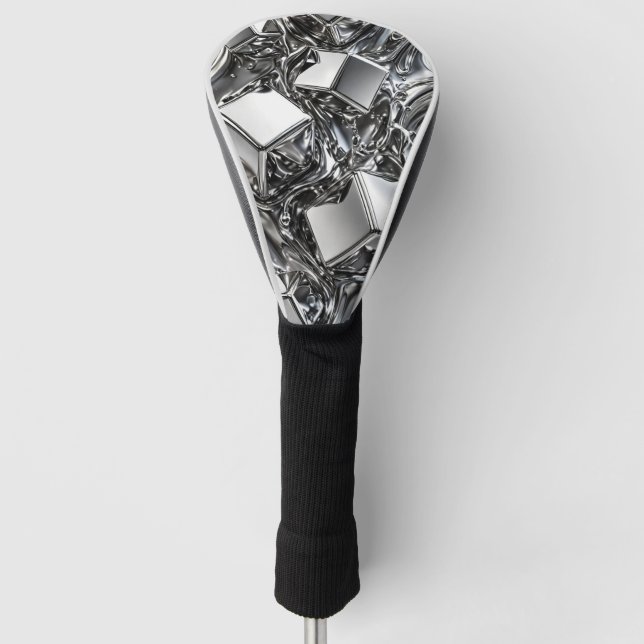 Liquid Chrome - Mirror Silver Metal Golf Head Cover (Front)