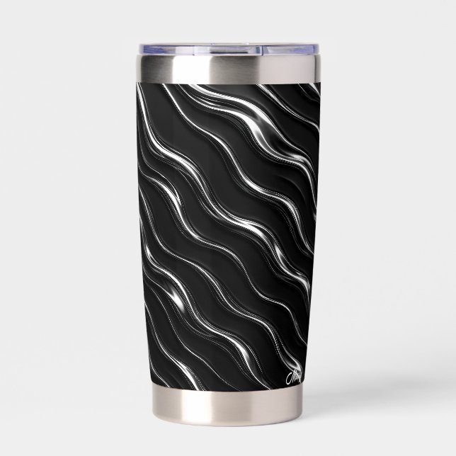 Liquid Chrome Motion Pattern | Futuristic Women’s  Insulated Tumbler (Front)