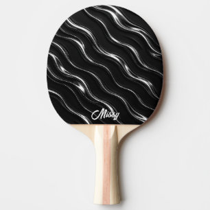 Liquid Chrome Motion Pattern Futuristic Women’s Ping Pong Paddle