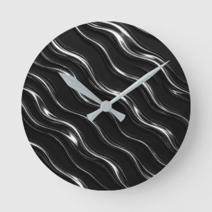 Liquid Chrome Motion Pattern   Futuristic Women’s  Round Clock