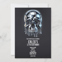Liquid Chrome Silver Drip Skull Birthday Party