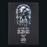 Liquid Chrome Silver Drip Skull Halloween Party Invitation<br><div class="desc">Customise for your event</div>
