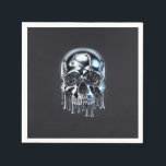 Liquid Chrome Silver Drip Skull Halloween Party Napkin<br><div class="desc">Customise with any text.</div>