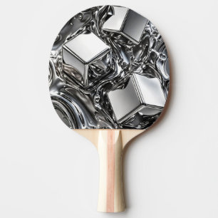 Liquid Chrome Skateboard - Mirror Silver Metal Ping Pong Paddle