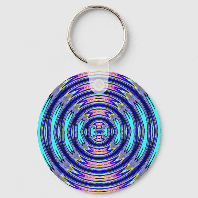 Liquid Circles Blue Purple & Pink Key Chain (Front)