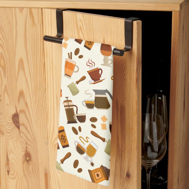 Liquid coffee tiled pattern  tea towel (Thirds Fold)