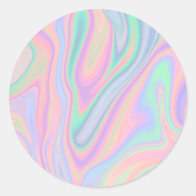 Liquid Colourful Abstract Rainbow Classic Round Sticker (Front)