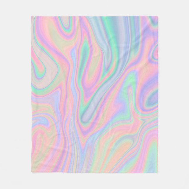 Liquid Colourful Abstract Rainbow Fleece Blanket (Front)