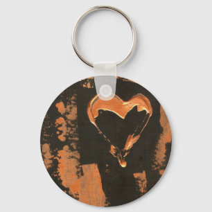 Liquid Copper Heart Key Ring