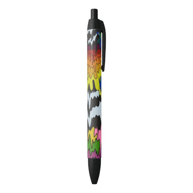 Liquid Drip Colourful Groovy Stripe Trippy Pattern Black Ink Pen (Bottom (Vertical))
