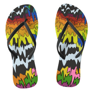 Liquid Drip Colourful Groovy Stripe Trippy Pattern Flip Flops