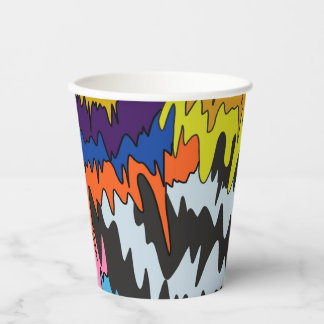 Liquid Drip Colourful Groovy Stripe Trippy Pattern Paper Cups
