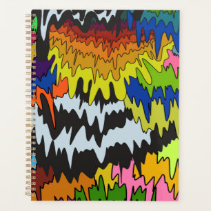 Liquid Drip Colourful Groovy Stripe Trippy Pattern Planner