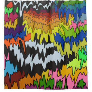 Liquid Drip Colourful Groovy Stripe Trippy Pattern Shower Curtain