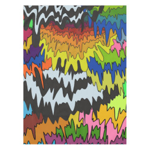 Liquid Drip Colourful Groovy Stripe Trippy Pattern Tablecloth