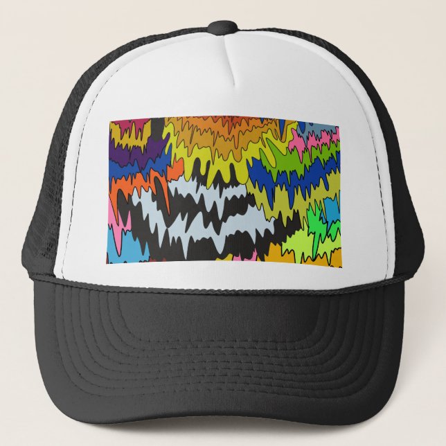Liquid Drip Colourful Groovy Stripe Trippy Pattern Trucker Hat (Front)